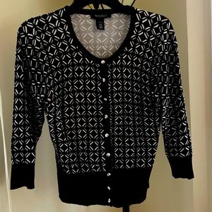 White House Black Market Black/White Snap up Sweater Size S